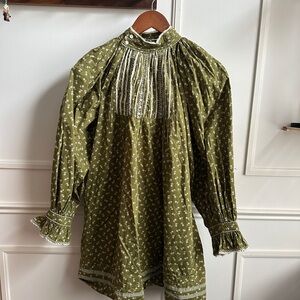 Romantic Doen Dress Green Floral